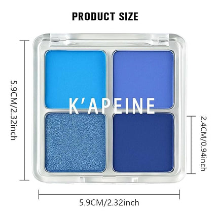 K'APEINE Eyeshadow Quad, Matte Blue Eyeshadow Palette 4-Color Highly Pigmented Long-Lasting Eyeshadows Makeup Palette for Women Girls Party,Music Festival, Stage Performance,Appointment