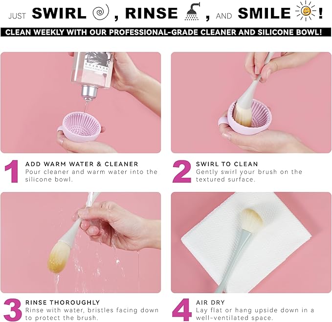 Makeup Brush Cleaner with Silicone Mat, Tea Tree Oil, Shampoo for Sponges & Puffs, Deep Cleaning, Antibacterial, Conditions Bristles, Gentle, Vegan & Cruelty-Free, 6.76 fl.oz