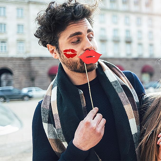 Red Lip Temporary Tattoo 10 Sheets, Lip Print Stickers Self Adhesive, Face Body Waterproof Bright Color Kisses Sticker, Costume Accessories Birthday Party Decorations