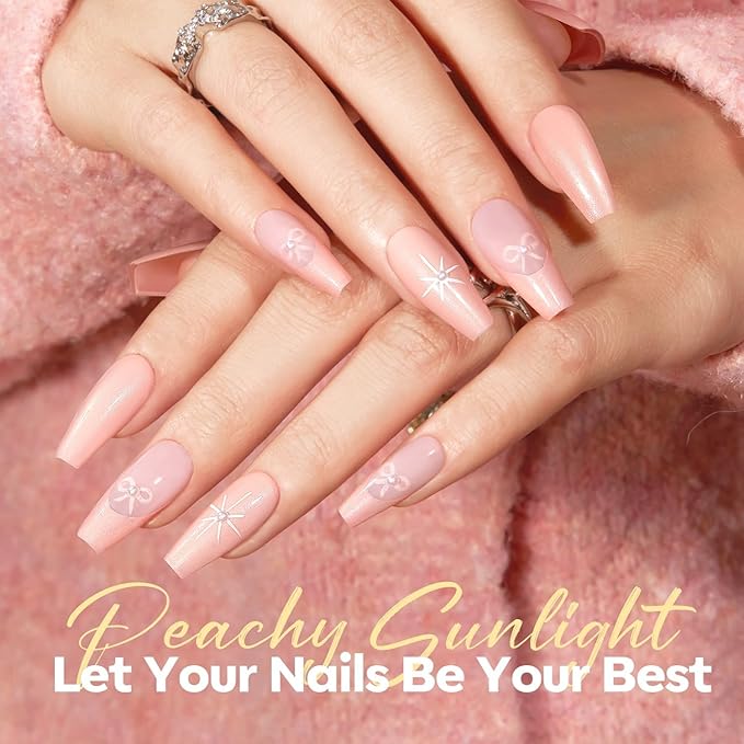 modelones Shimmer Pink Nail Polish, 15 ml Peachy Pink Iridescent Quick Dry Nail Lacquer Strengthener Long Last Shine Fingernail Toe Nail Art DIY Home Travel Manicure Gift for Women Girls 0.5 Fl Oz