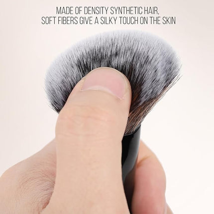 KINGMAS Foundation & Bronzer Duo Brush, Dual-ended Angled & Round Top Contour Makeup Brush, Synthetic Bristles for Beauty Blending Liquid Powder, Concealer Cream Blush (Black)