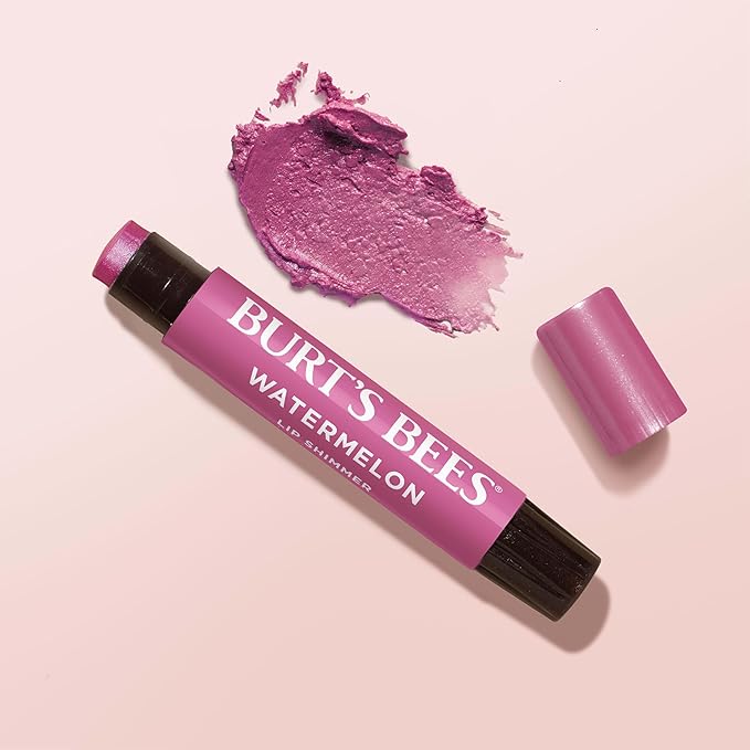 Burt’s Bees Lip Shimmer Watermelon; Warm, Luminescent Color; High Impact, Instant Moisture; with Shea and Cocoa Butters; 100% Natural Origin; 4 Tube, 0.09 Oz. (Packaging May Vary)