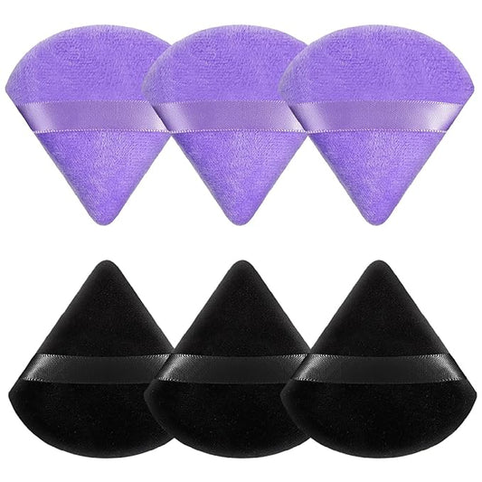 Pimoys 6 Pieces Powder Puff Face Soft Triangle for Loose and Body Powder, Velour Makeup Blender Sponge Set Setting Powder Puff Beauty Makeup Tools