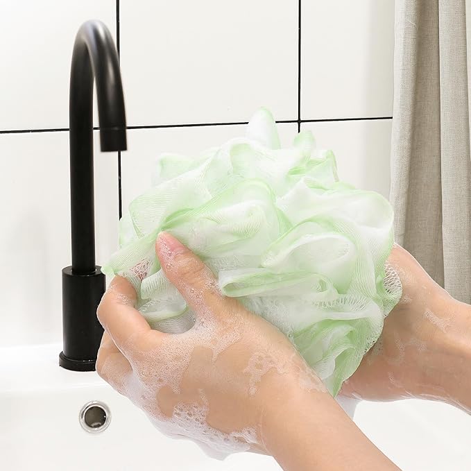 Tbestmax 4 Pack Bath Sponge Pouf Shower Loofah Body Scrubber Exfoliator, 60g/Piece - 4 Colors