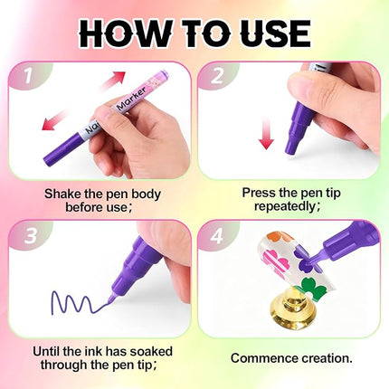 Kalolary 12 Color 3D Nail Art Pens Set, 0.5MM Fine Tip Nail Polish Pens Acrylic Paint Pen Nail Art Markers Quick-Drying Nail Art Tools for Dotting Drawing Painting DIY Nail Art Beauty Manicure(C)