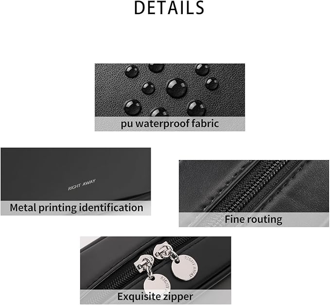 RIGHT AWAY Small Makeup Bag for Purse,Travel Cosmetic Bag Organizer for Women,Cute Make Up Pouch Waterproof Toiletry Bag with Zipper,Portable Makeup Case Skincare Bag for Travel Accessories(Black)