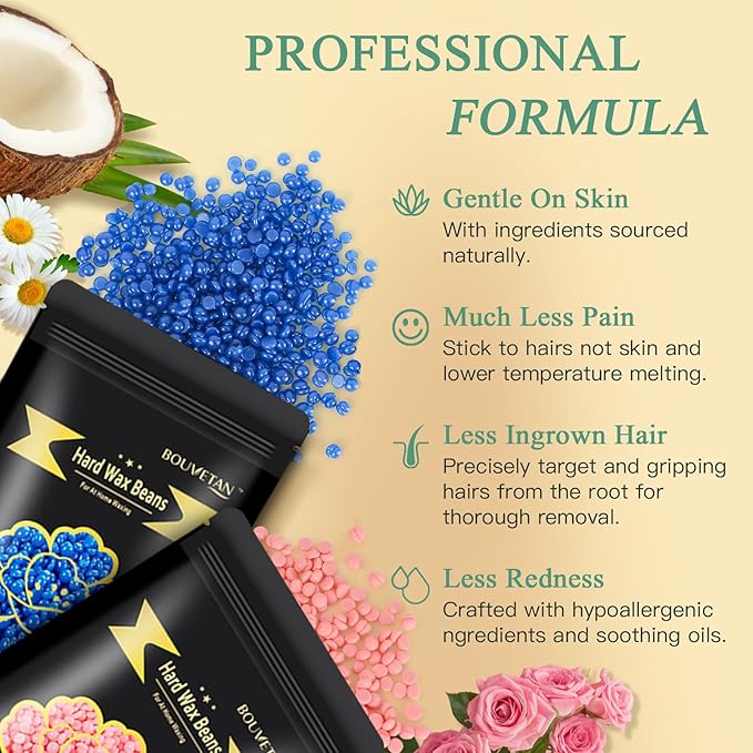 Wax Beads for Hair Removal – 6 Packs, 21oz Total – Smooth & Long-Lasting Hair Removal Hard Wax Beans for All Skin Types