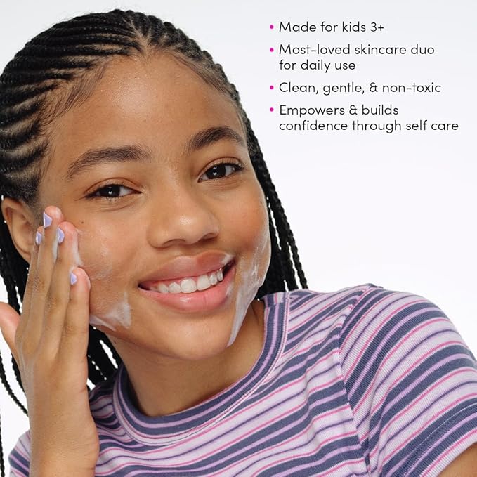 Evereden Barbie Limited Edition Kids Happy Face Duo + Exclusive Barbie Accessories | Multi-Vitamin Kids Face Wash & Cream Set with Stickers + Bracelets | Clean, Vegan Skin Care for Children 3+