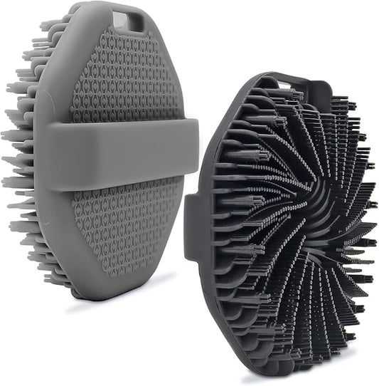 2-Pack Silicone Body Scrubber Shower Brushes,Exfoliating Body Scrubber for All Skin Type, Eco Friendly Shower Scrubber for Body, Silicone Body Brush for Showering(Black & Gray)