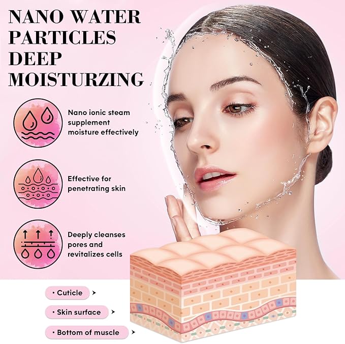 Face Steamer for Facial Deep Cleaning Unclogs Pores, Nano Ionic Warm Mist Humidifier Steamer for Face Home Sauna SPA, Bonus 4 Piece Stainless Steel Skin Kit, Gift for Women