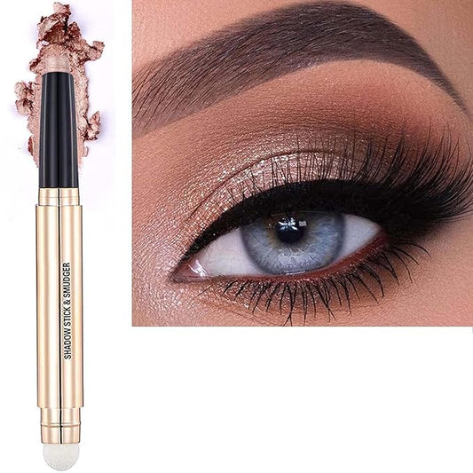 Rose Gold Eyeshadow Stick And Eyeshadow Brush Eye Makeup Cream Shimmer Glitter Smooth Eye Shadow Sticks Pencil Nude Matte Palette Primer Crayon Liquid Highlighter Natural Long Lasting 03