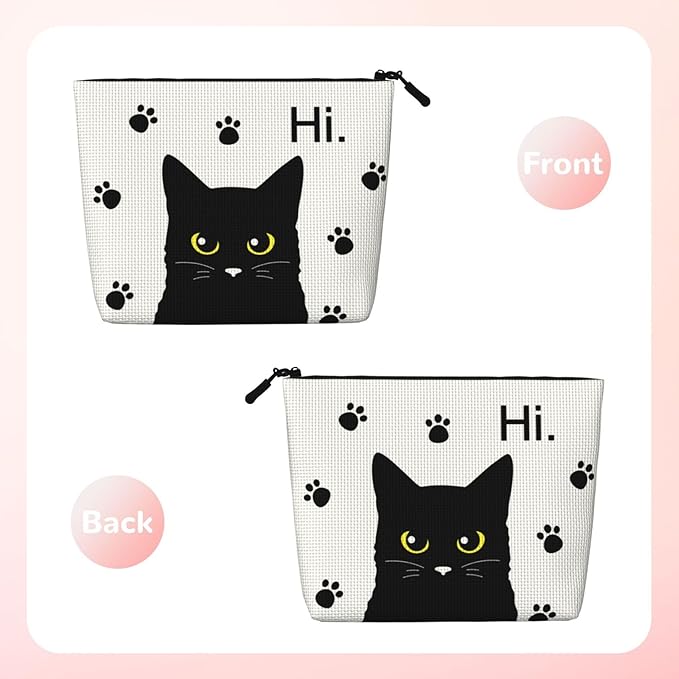 MOLAIGIN Cute Black Cat Cosmetic Bag For Women, Travel Makeup Bag, Toiletry Zipper Bag, Large Capacity Aesthetic Cases