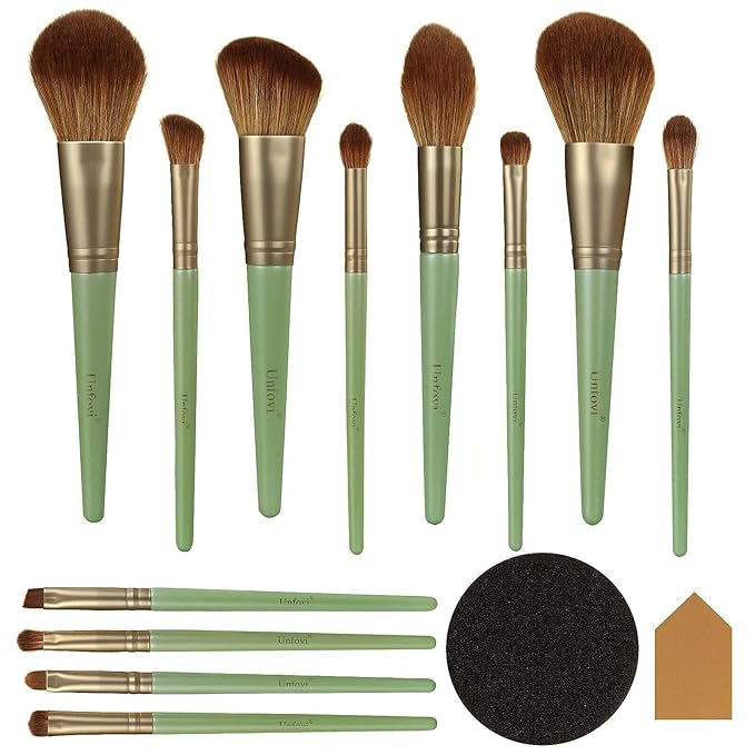 14 Pcs Makeup Brush Set, Cosmetic Brushes for Foundation, Concealer, Eyeshadow, Blush, Powder & Contouring, Professional Beauty Makeup Tools for Women & Beginners(Mint Green)
