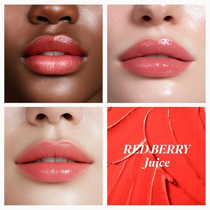 INGA Water Glow Melting Balm - Hydrating Tinted Lip Balm with Soft, Melt-On Texture, Natural Sheer, Glass-Like Finish with Non-Sticky, Lightweight Comfort (RED BERRY JUICE)