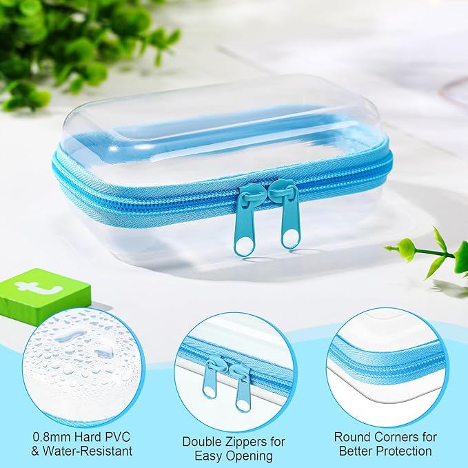 Sanwuta 6 Pcs Clear Hard Zipper Case Pencil Pouches Hard Plastic Zipper Pouches Makeup Bag Transparent Cases for Snacks Plastic Storage Organizer Box for Travel (Colorful,5 x 3 x 2 Inch)