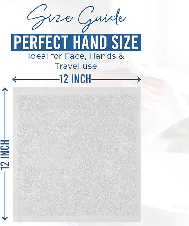 DAN RIVER 12 Pack Wash Cloths for Showering [12x12] - 100% Cotton Washcloths Premium Quality Flannel Face Cloths for Bathroom, Highly Absorbent and Soft Feel Wash Clothes, White