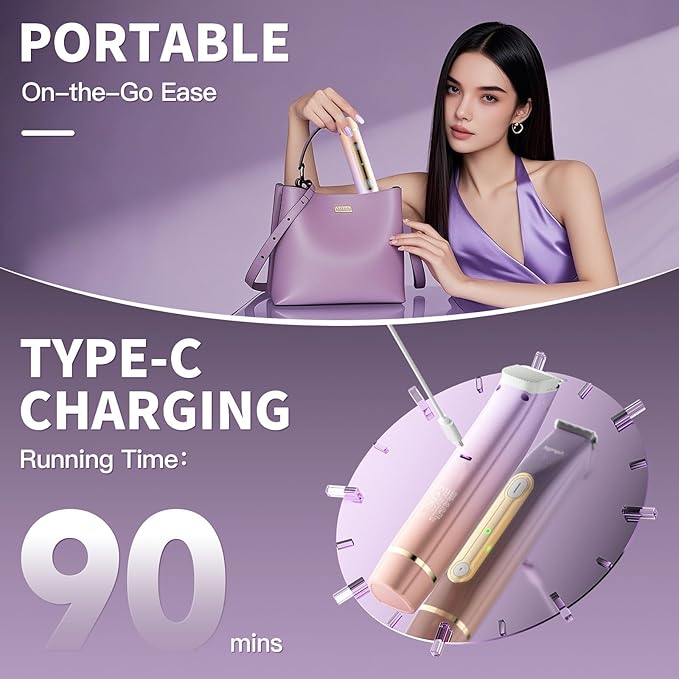 Bikini Trimmer for Women, Electric Razors with Dual Heads, Rechargeable Pubic Hair Trimmer with IPX7 Waterproof, Painless Pro Shaver for Underarm Leg Arm Body Face Private Area（RoyalRose）