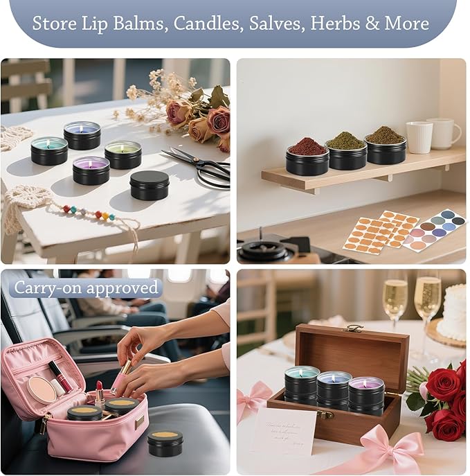 3oz Tins with Lids, 40 Pack Aluminum Tin Containers with Lids, Round Salve Tins Metal Tin Container, 3 oz Tin Cosmetic Sample Containers Tea Cans Bulk Food Storage Jars Candle Travel Tins