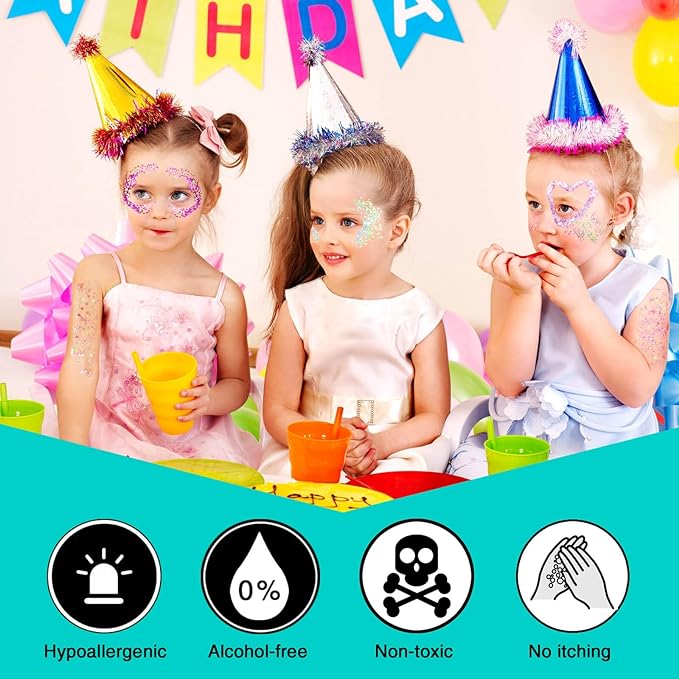 MEICOLY Light Blue Body Glitter,Mermaid Princess Face Glitter Gel,Ice Blue Glitter Face Paint for Halloween,Frozen Birthday Party Decorations,Chunky Glitter for Eye Lip Hair,Festival Rave Glitter Gel