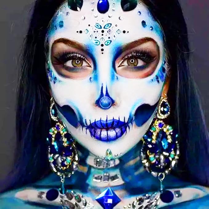 MEICOLY Blue Face Body Paint, 30g/1.05oz Water Based Washable Full Body Paint for Adults and Kids, Dark Blue Single Face Painting for Adults, SFX Smurf Mystique Cosplay Halloween Makeup