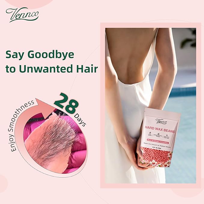 Hard Wax Beads, 1lb Wax Beans for hair removal with Cherry Blossom Extract, Ideal for Sensitive Skin, Perfect for Facial, Eyebrows, Arms, and Brazilian Area, Wax Refill for Home Use