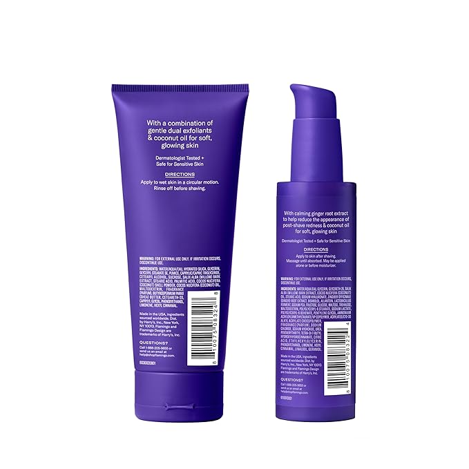 Flamingo Shaving Prep and Post Care Set for Women - Smoothing Shave Prep Scrub and Soothing Post Shaving Serum - Glow Shave Collection