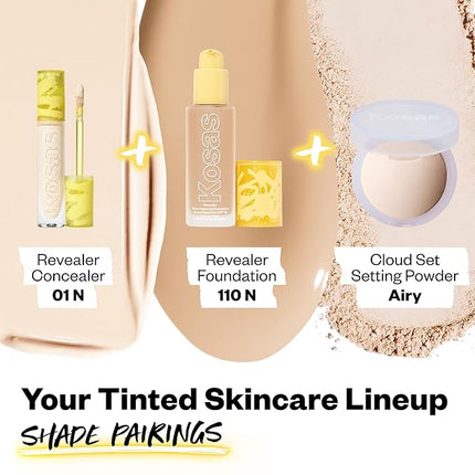 Kosas Revealer Concealer - Medium Coverage Makeup with Hyaluronic Acid, Conceals Dark Circles Under Eyes, Dark Spots and Blemishes + Brightens, Hydrates, Long-Lasting & Vegan, (Tone 01 N)