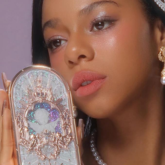 Flower Knows Little Angel 9-Color Eyeshadow Palette - 6 Matte+3 Shimmer Neutral Shades,Long-lasting,Easy-to-apply & Highly Pigmented Goth Eye Shadow(01 Edens Angel,0.37 Oz)