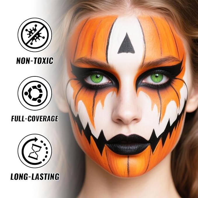 Orange Oil Based Face Body Paint Stick, Non-toxic Full-coverage Face Painting for Cosplay Costumes Halloween Tiger Pumpkin Cheetah Joker Makeup, Waterproof Cream Orange Body Paint for Adults