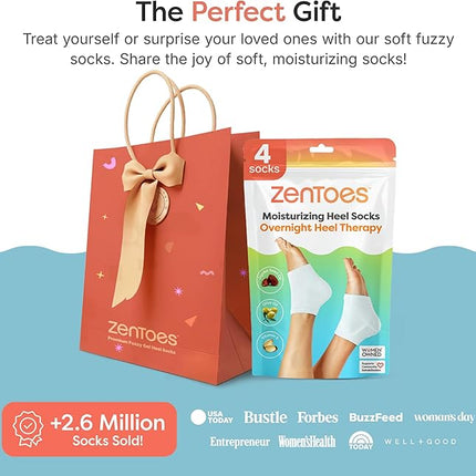 ZenToes Moisturizing Fuzzy Sleep Socks with Vitamin E, Olive Oil and Jojoba Seed Oil to Soften and Hydrate Dry Cracked Heels (Regular, Slate)2 Pair (Pack of 1)