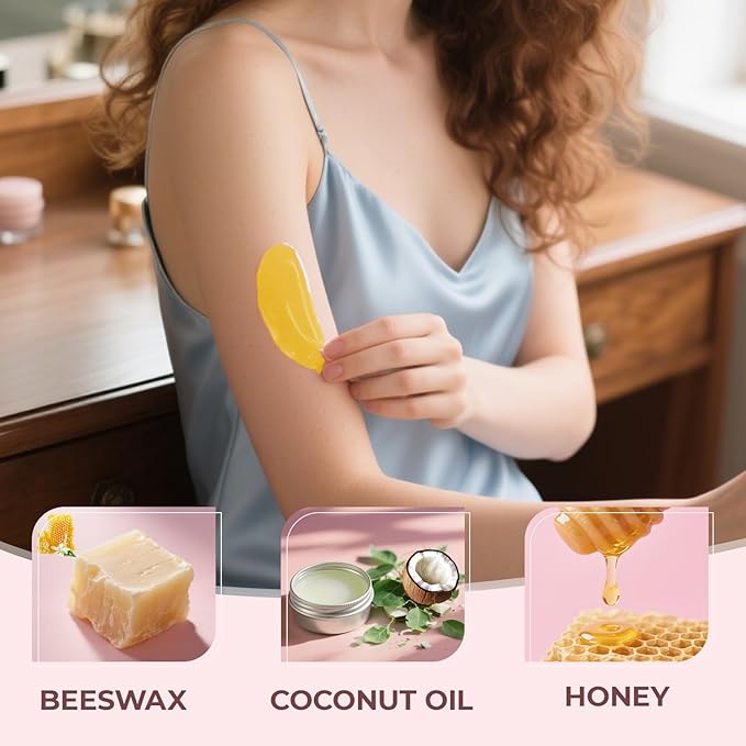 Hard Wax Beads for Hair Removal - 2.5lb/40oz Bulk Refill for Sensitive Skin, Brazilian, Bikini, Underarms, Face, Body Waxing with 20 Sticks (Honey)