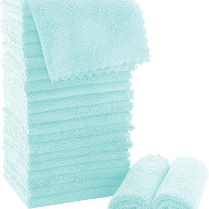 MOONQUEEN Ultra Soft Premium Washcloths Set - 12 x 12 inches - 24 Pack - Quick Drying - Highly Absorbent Coral Velvet Bathroom Wash Clothes - Use as Bath, Spa, Facial, Fingertip Towel (Frozen Blue)