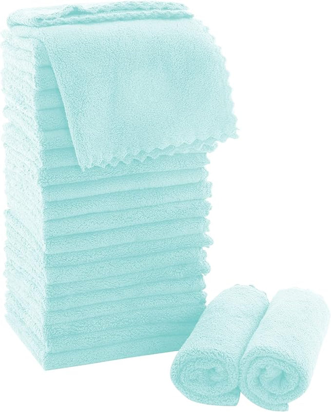 MOONQUEEN Ultra Soft Premium Washcloths Set - 12 x 12 inches - 24 Pack - Quick Drying - Highly Absorbent Coral Velvet Bathroom Wash Clothes - Use as Bath, Spa, Facial, Fingertip Towel (Frozen Blue)