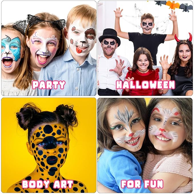 Bowitzki Face Painting Kit for Kids 23 Colors Water Based Face Paint Kit Non Toxic Professional with Stencils Brushes for Parties Birthdays Halloween Christmas Body Makeup