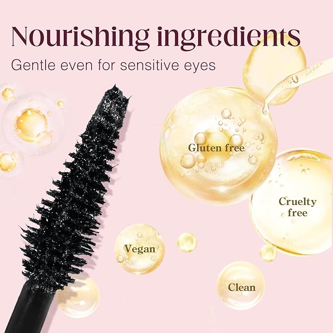 Unidollss Tubing Mascara Black Length & Volume with Lash-Nourishing Serum, No Clumps, Smudge-Proof Lash Extension Effect, Washable, Cruelty-Free & Gluten-Free, Safe for Sensitive Eyes