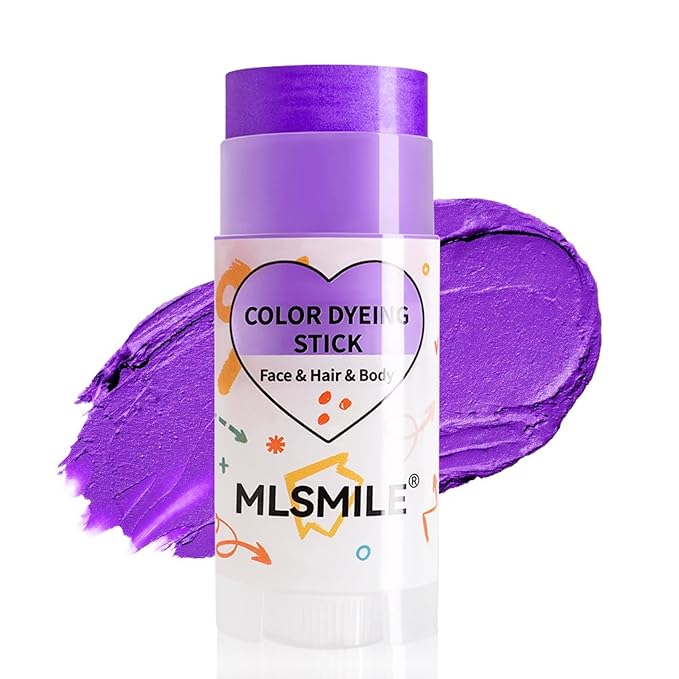 3 in 1 Purple Hair Dye Stick, Temporary Hair Color Wax Stick, Washable Hair Dye for Women & Kids, Highly Pigmented, Pearlized Body Face Paint Makeup for Daily, Halloween Christmas Party Cosplay