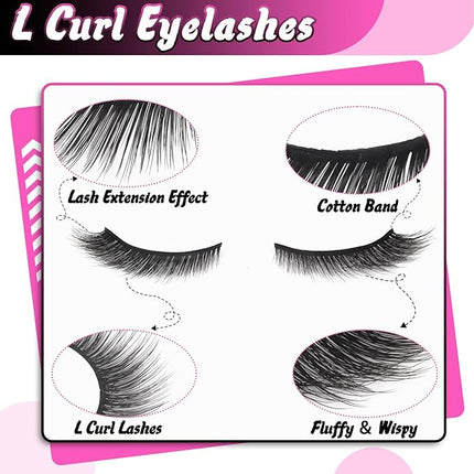 Veleasha Fox Eye Lashes L Curl Fluffy False Eyelashes 5 Pairs Pack Bratz Cat Eye Lashes Wispy & Lightweight Fake Eyelashes for Doll Eyes Makeup (Foxy 04)