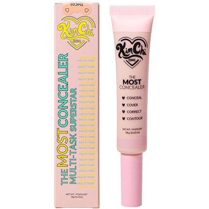 KimChiChic Beauty The Most Concealer | Full Coverage Water Resistant Multi-Use Concealer | Conceal, Correct, Contour & Highlight | Matte Satin Hybrid Finish | Brush Applicator, 0.63 oz, 05-Peach Fuzz