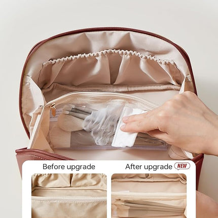 EACHY Travel Makeup Bag,Large Capacity Cosmetic Bags for Women,Waterproof Portable Pouch Open Flat Toiletry Bag Pattern Makeup Bag