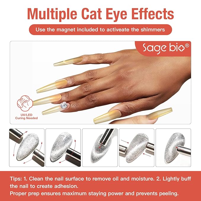 15ml Cat Eye Gel Nail Polish with Magnet Shimmer Glass Bead Effect 10