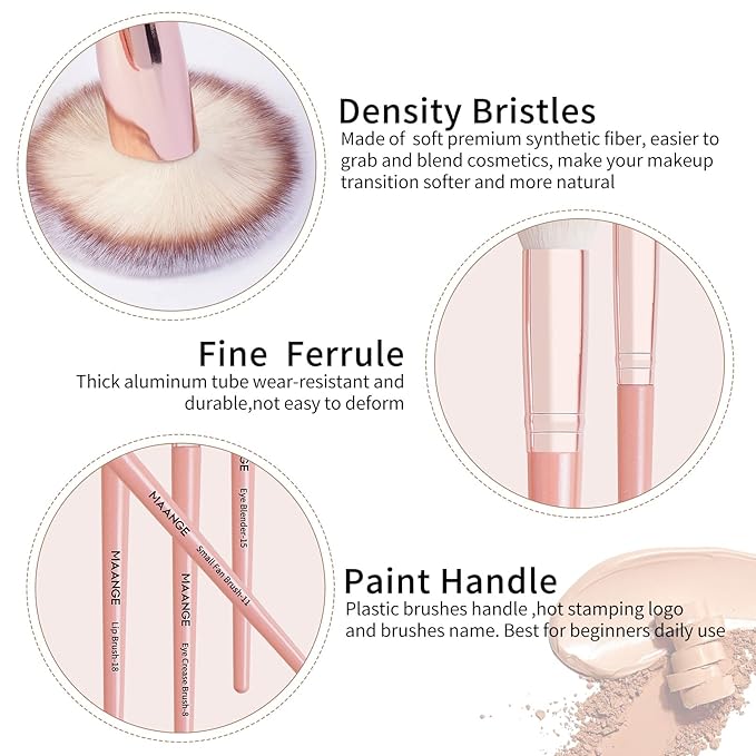 MAANGE Makeup Brush Set 23 Pcs Makeup Brushes Premium Synthetic Make up brushes Professional Face Powder Blush Pointed Eyeshadow Blending Brush Kit, Graduation Gift (Pinkgold)