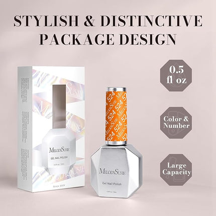 MelodySusie Orange Gel Nail Polish,0.5fl oz Bright Orange Nails Soak Off UV LED Neon Orange Gel Polish Gift for Women Nail Art Manicure Salon DIY Nail Design Decoration at Home-524-A2503