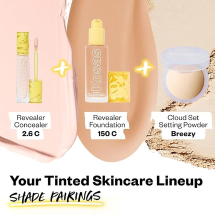 Kosas Revealer Concealer - Medium Coverage Makeup with Hyaluronic Acid, Conceals Dark Circles Under Eyes, Dark Spots and Blemishes + Brightens, Hydrates, Long-Lasting & Vegan, (Tone 2.6 C)