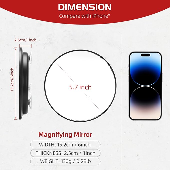 30X Magnifying Mirror, Round 30X High Magnification Mirror, Large Magnifying Mirror with 3 Suction Cups, 30x Makeup Magnifying Mirror with Tweezers, Travel Magnificaition 30X Handheld Magnified Mirror