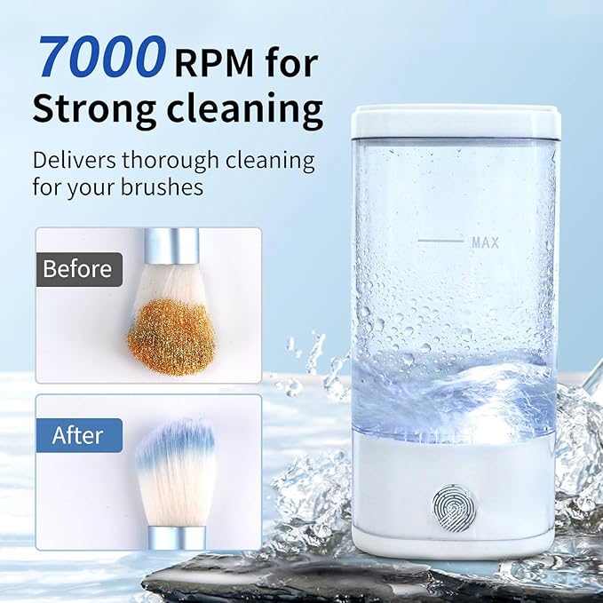 TADOPRO Electric Makeup Brush Cleaner 7000RPM Automatic Efficient Cleaner for All Types of Makeup Brushes, Cosmetic Makeup Brush Cleaner Machine, Makeup Brush Cleaning Solution