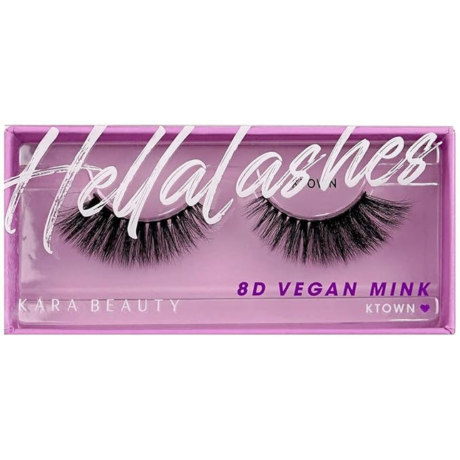 KARA BEAUTY Style L5 Hellalashes 8D Faux Mink Lashes Lightweight Synthetic Fiber in 8 Dimensional Layers K TOWN - Dramatic Flared, 1 Pair