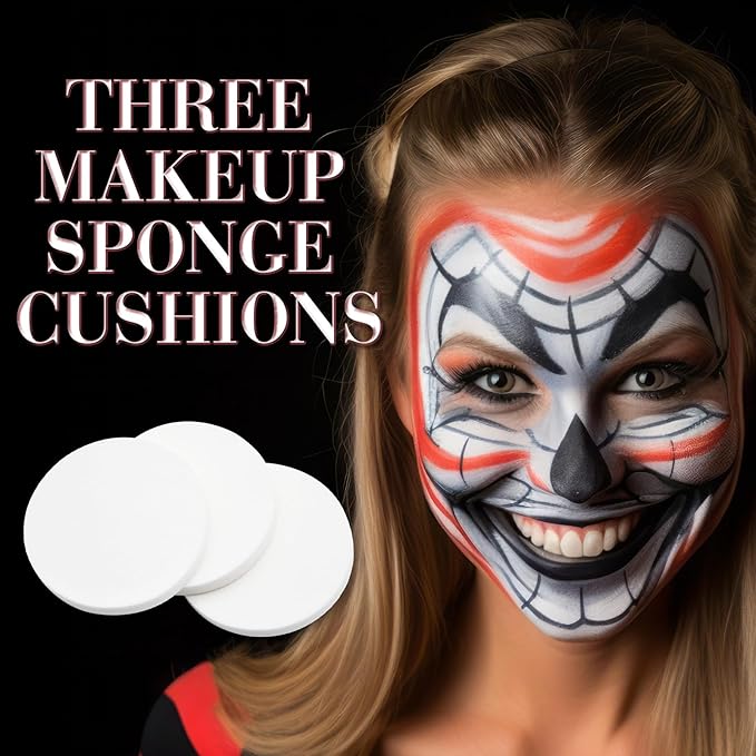 3-Piece Red Black White Face & Body Paint Set - Professional Corpse Cosplay SFX Makeup Kit for Halloween, Skeleton, Skull , Clown, Vampire, Zombie, Full Coverage Skin Paints for Adults Kids