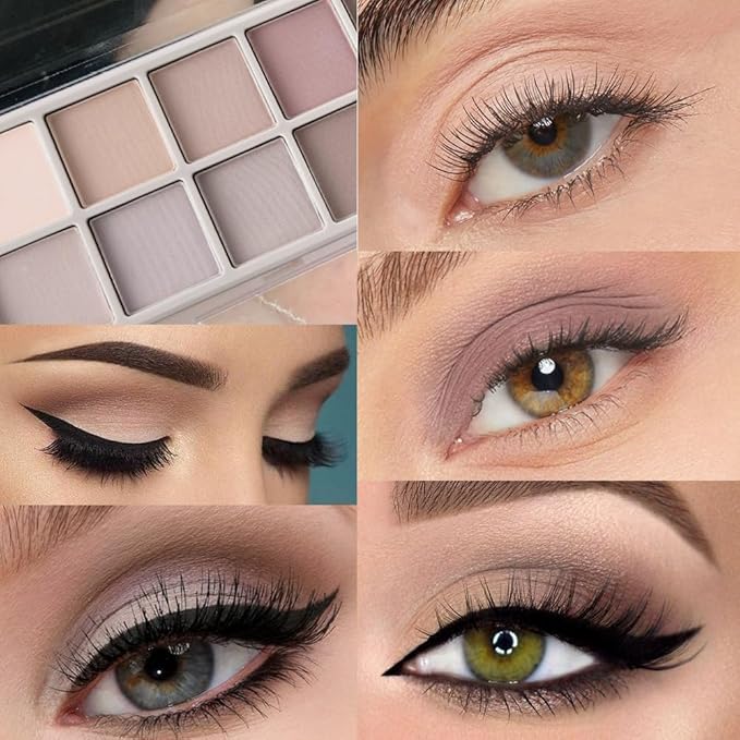 10 Color Matte Eyeshadow Palette | 10 Soft-Focus Matte Shades in Grey-Brown & Neutral Taupe | Silky Powder Blends Like Cream | Natural-Looking Nude Makeup for Mature Skin | Day to Night Wear