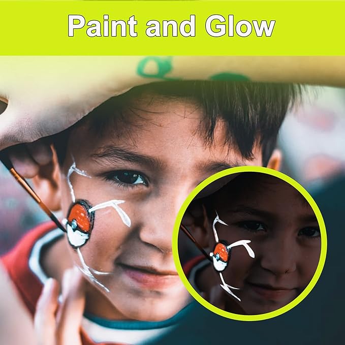 Glow in Dark Face Body Paint UV Blacklight Neon Fluorescent, Halloween Washable Body Paint