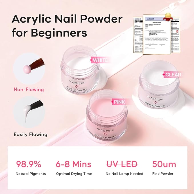 Acrylic Nail Kit with Everything: Professional Nail Kit Set for Beginners 48W Nail Lamp Complete Nail Supplies Salon